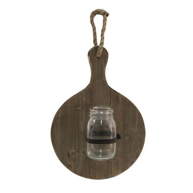 Clayre & Eef Glasvasen in Halter 27x13x38 cm Braun Holz Glas (Gr. 27x13x38 cm)