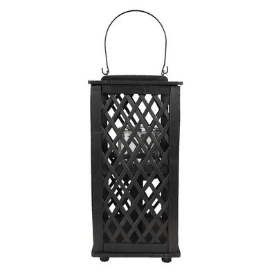 Clayre & Eef Windlicht 19x19x40 cm Schwarz Bambus Rechteck (Gr. 19x19x40 cm)