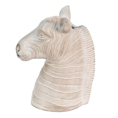 Clayre & Eef Blumentopf Zebra 21x13x26 cm Grau Stein (Gr. 21x13x26 cm)