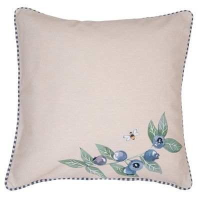 Clayre & Eef Kissenbezug 40x40 cm Beige Baumwolle Blaubeeren (Gr. 40x40 cm)