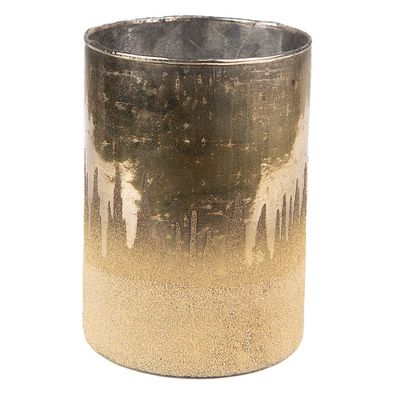 Clayre & Eef Teelichthalter Ø 10x14 cm Goldfarbig Braun Glas (Gr. Ø 10x14 cm)