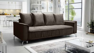 FURNIX Polstersofa Couch DEGIA mit Armlehnen und Bettkasten EL25 Dunkelbraun