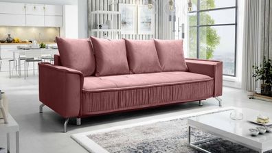 FURNIX Polstersofa Couch DEGIA mit Armlehnen und Bettkasten EL10 Rosa