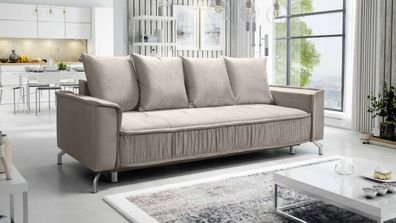 FURNIX Polstersofa Couch DEGIA mit Armlehnen und Bettkasten EL17 Creme