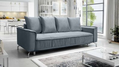 FURNIX Polstersofa Couch DEGIA mit Armlehnen und Bettkasten EL23 Asche