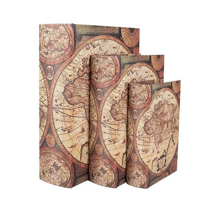 Clayre & Eef Aufbewahrungsbox 3er Set Bücher 27/22/17 cm Beige Braun Holz