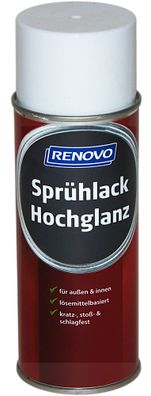 400ml Renovo Sprühlack hochglänzend Reinweiss RAL9010