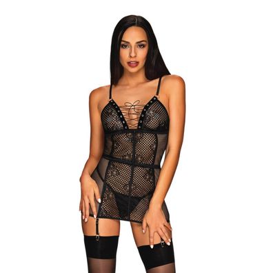 OB Basitta chemise & thong black - (L/XL, /M)