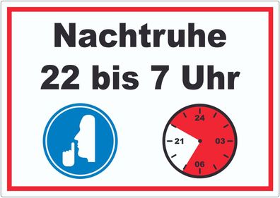 Nachtruhe 22 bis 7 Uhr Aufkleber