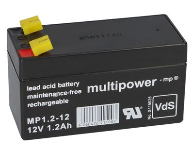 Multipower Blei-Akku MP1,2-12 Pb 12V 1,2Ah VdS G107032, Faston 4,8