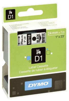 Dymo® S0720930 Schriftband D1 Kunststoff - laminiert, 7 m x 24 mm, Schwarz/Weiß