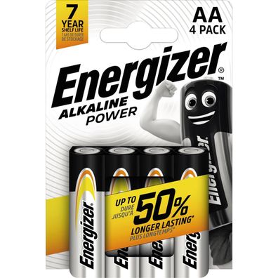 Energizer E300132900 Batterie Alkaline Power -AA LR6 Mignon 4St