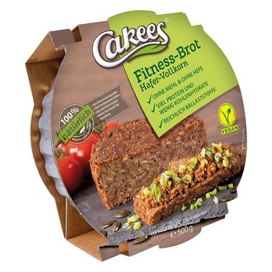 Cakees Fitnessbrot Hafer-Vollkorn, vegan