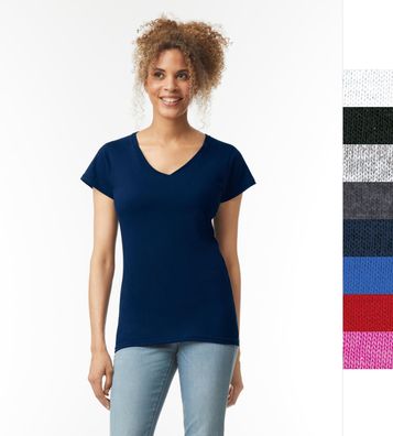 3er Pack Damen Deluxe Softstyle V-Neck T-Shirt Gildan Baumwolle Öko-Tex 64V00L