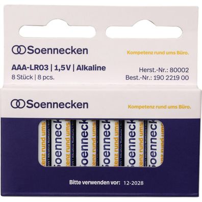 Soennecken Batterie 80002 Micro AAA LR03 15 V 8 St./Pack