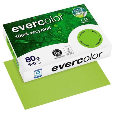 Clairefontaine Recyclingpapier Evercolor lindgrün DIN A4 80 g/qm 500 Blatt