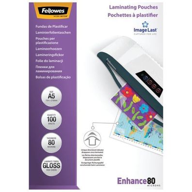 Fellowes® 5306002 Laminierfolie Enhance - A5, glänzend, 80 mym, 100 Stück