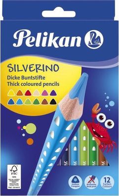 Pelikan 700627 Pelikan Dreikant-Buntstifte Silverino dick, 12er Kartonetui