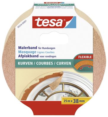 tesa® 56534-00001-00 Papier-Klebeband Maler-Krepp für Rundungen - 25 m x 38 mm, beige