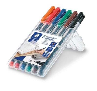 Staedtler® 318 WP6 Feinschreiber Universalstift Lumocolor® - permanent, F, 6 Farben