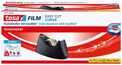 tesa® 53917-00000-00 Tischabroller Easy Cut® Curve - für Rollen bis 33m : 19mm,