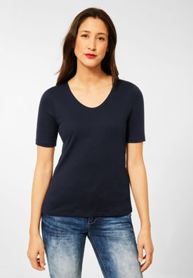 Street One T-Shirt mit V-Ausschnitt in Deep Blue