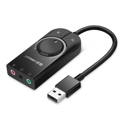 Ugreen externe Soundkarte Musik USB Adapter - 3,5 mm Miniklinke mit Lautstärkeregl