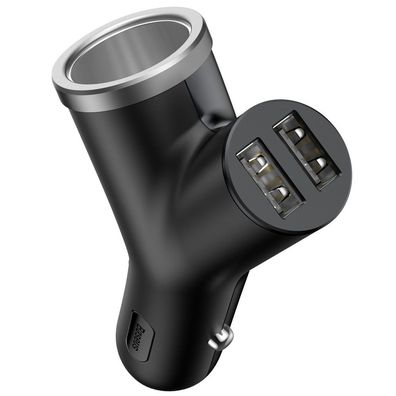 Baseus Y Type Car Charger Auto Ladegerät mit 2x USB und Zigarettenanzünder 3.1A