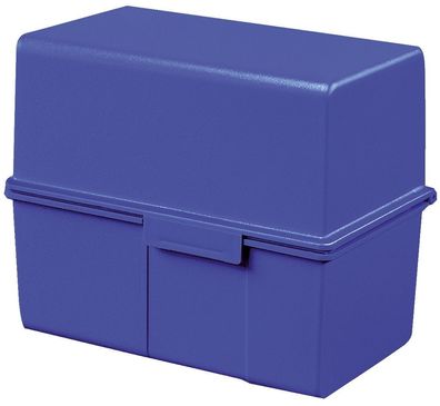 HAN 976-14 Karteibox DIN A6 quer - für 400 Karten mit Stahlscharnier, blau