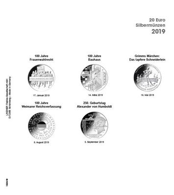 Lindner Vordruckblatt f. 20 Euro - Gedenkmünzen Deutschland 2019