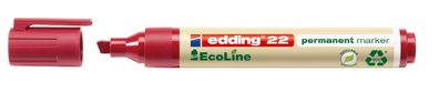 Edding 4-22002 22 Permanentmarker EcoLine - 1 - 5 mm, rot, nachfüllbar