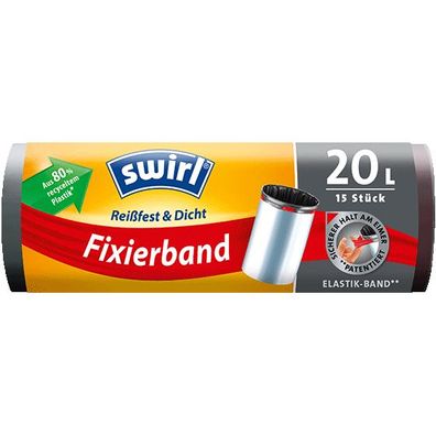 Swirl 20 Liter Fixierband-Müllbeutel R+D, (15/Rolle)