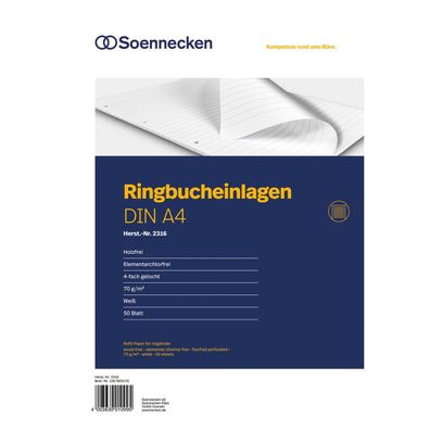 Soennecken Ringbucheinlage 2316 DIN A4 70g liniert 50 Bl./Pack