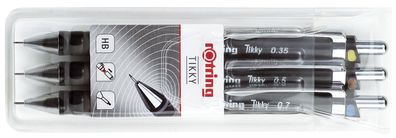 Rotring S0801310 Feinminenstift Tikky ReDesign - 0,35/0,5/0,7 mm, 3er Etui, HB,