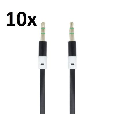 10x 1m Aux Kabel 3.5 mm Klinke Eingang Audio Android Autoadio PC Anlage Hifi Schwarz