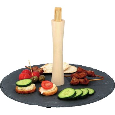 Alpina - Snack-Servier-Set 30 cm Tablett und Sticks, robuster Steinschiefer und