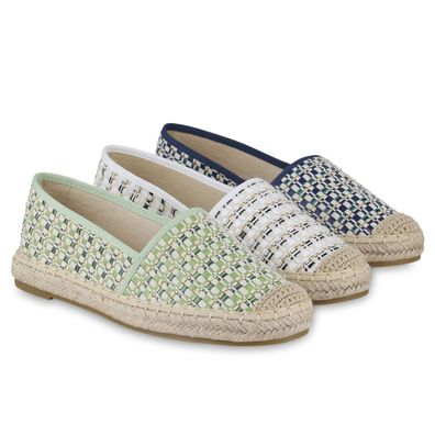 VAN HILL Damen Espadrilles Slippers Bast Prints Freizeit Slip On Schuhe 841266