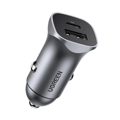 Autoladegerät USB Type C / USB 24W Power Delivery Quick Charge in Grau