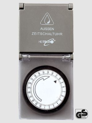 Heitech Zeitschaltuhr Außen mit Klappdeckel mechanisch