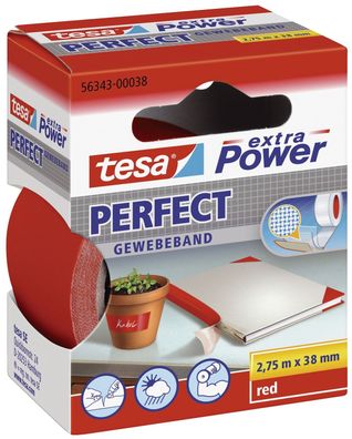 tesa® 56343-00038-03 Gewebeklebeband extra Power Perfect - 2,75 m x 38 mm, rot