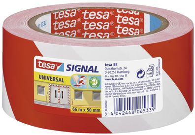 tesa® 58134-00000-00 Markierungsklebeband Universal - rot/weiß - 66 mm x 50 m