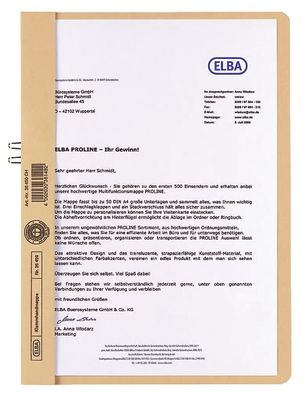 Elba 400001022 Klemmhandmappe ohne Deckel - A4, 10 Blatt, Manilakarton (RC), chamois