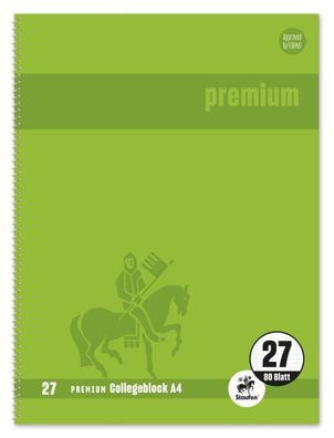 Staufen® 734451278 Collegeblock Premium LIN 27 - A4, 80 Blatt, 90 g/qm, grün,