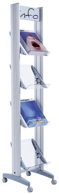 Paperflow 4.24x32TT.35 Alu-Prospektständer mit 4 Plexiglas-Ablagen für 4 Dokumente