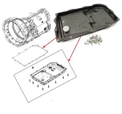 Automatikgetriebefilter + Dichtung + Ölwanne 8-Gang Getriebetyp ZF8HP70 & ZF8HP75