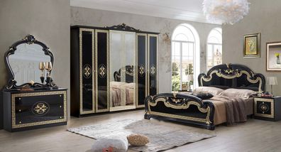 Schlafzimmer Paola in Schwarz/Gold 6-Teilig