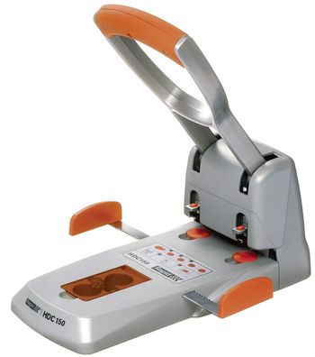 Rapid® 23000600 Superlocher HDC150, Grauguss, 150 Blatt, silber/orange