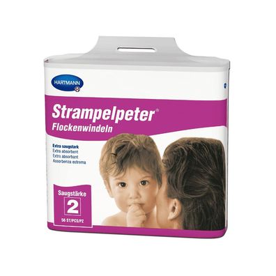 Hartmann Strampelpeter® Flockenwindeln - 56 Stück - 2 Tropfen | Packung (56 Stück)