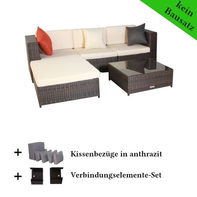 Poly Rattan Gartenmöbel Barcelona mix-braun Garten Möbel Set Lounge Gartenlounge