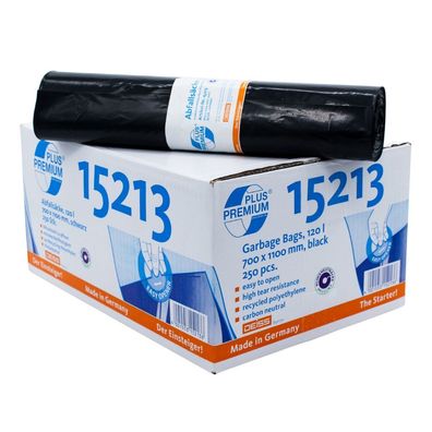 DEISS Premium Plus® Abfallsäcke Typ 60, 15213, 120 Liter schwarz - Karton / 120 Liter